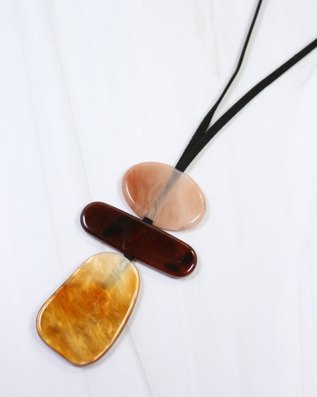 Amina Pull Tie Statement Necklace Brown