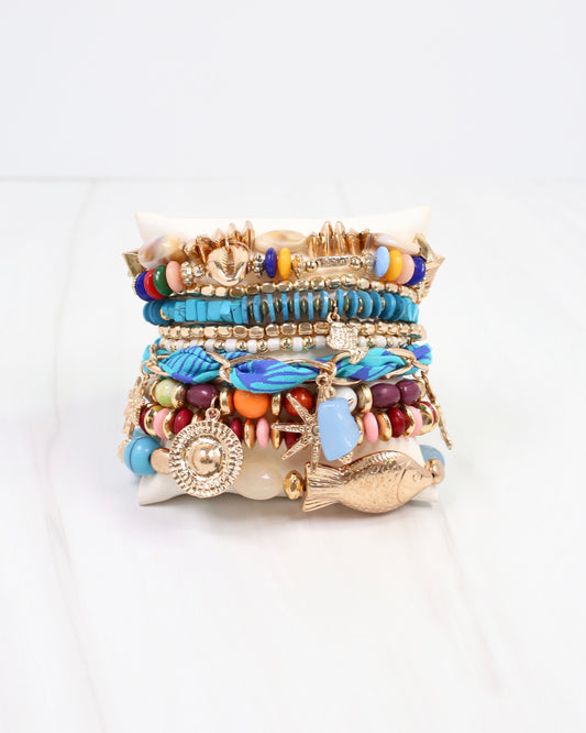 Urbana Beaded Stretch Bracelet Blue Multi
