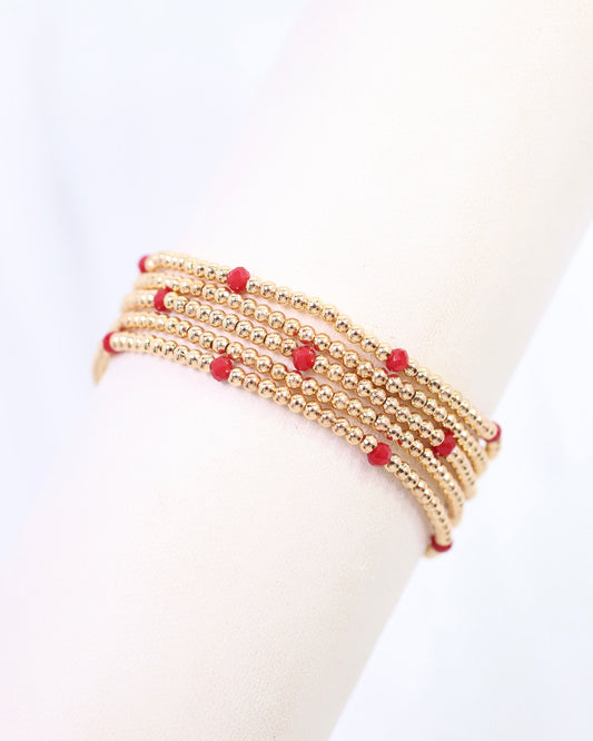 Malena Beaded Bracelet Set Garnet