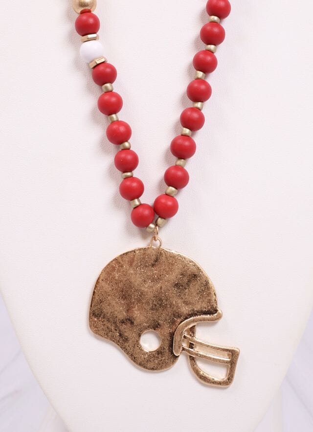 MacNeille Helmet Necklace RED WHITE - Caroline Hill