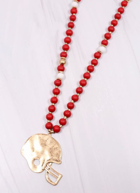 MacNeille Helmet Necklace RED WHITE - Caroline Hill