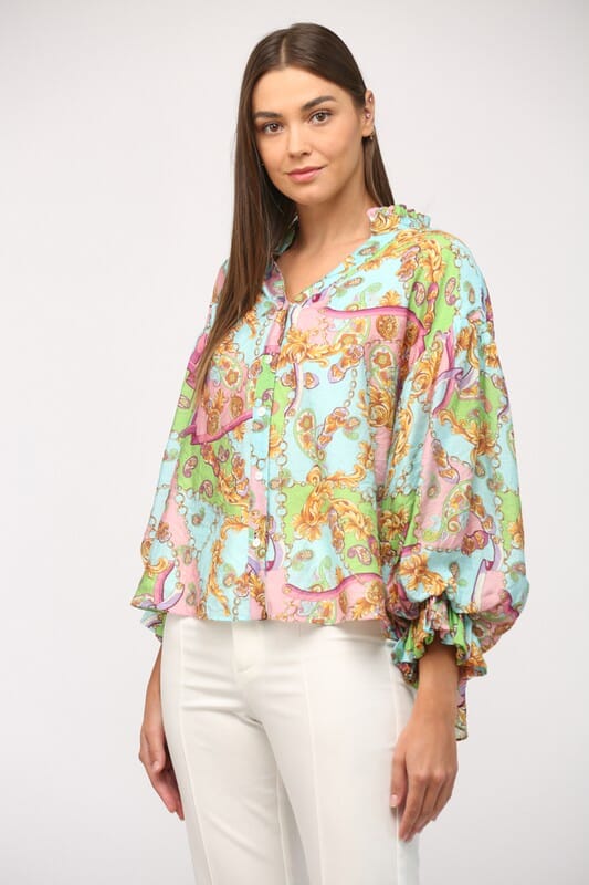 Made For You Multi Chain Printed Blouse - Caroline Hill