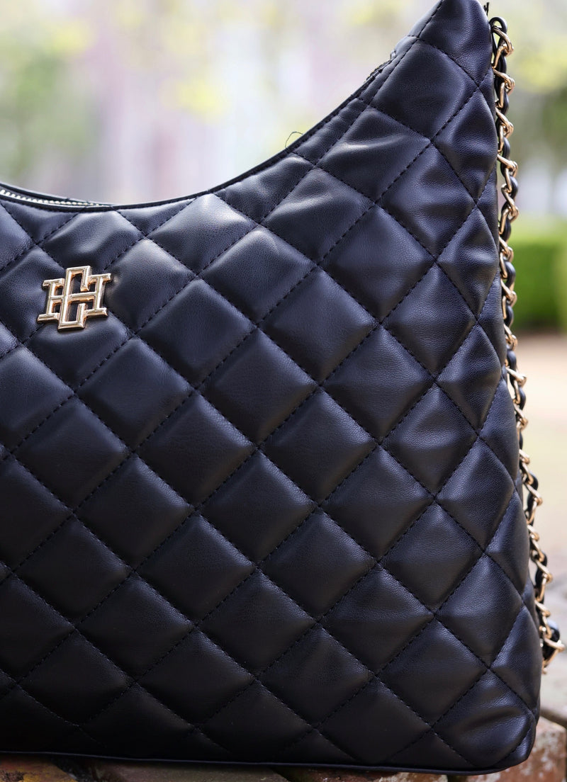 Maeve Quilted Tote BLACK - Caroline Hill