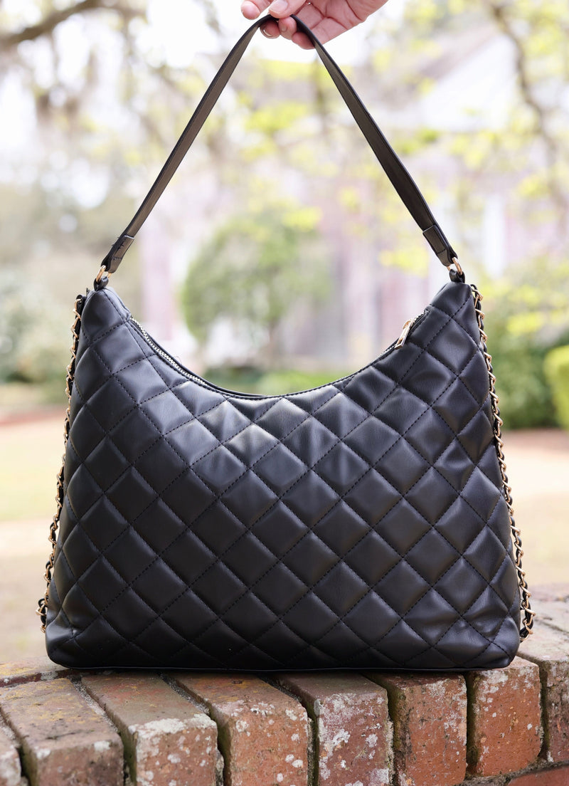 Maeve Quilted Tote BLACK - Caroline Hill