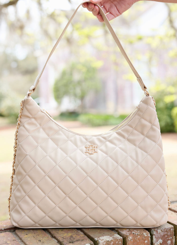 Maeve Quilted Tote TAUPE - Caroline Hill