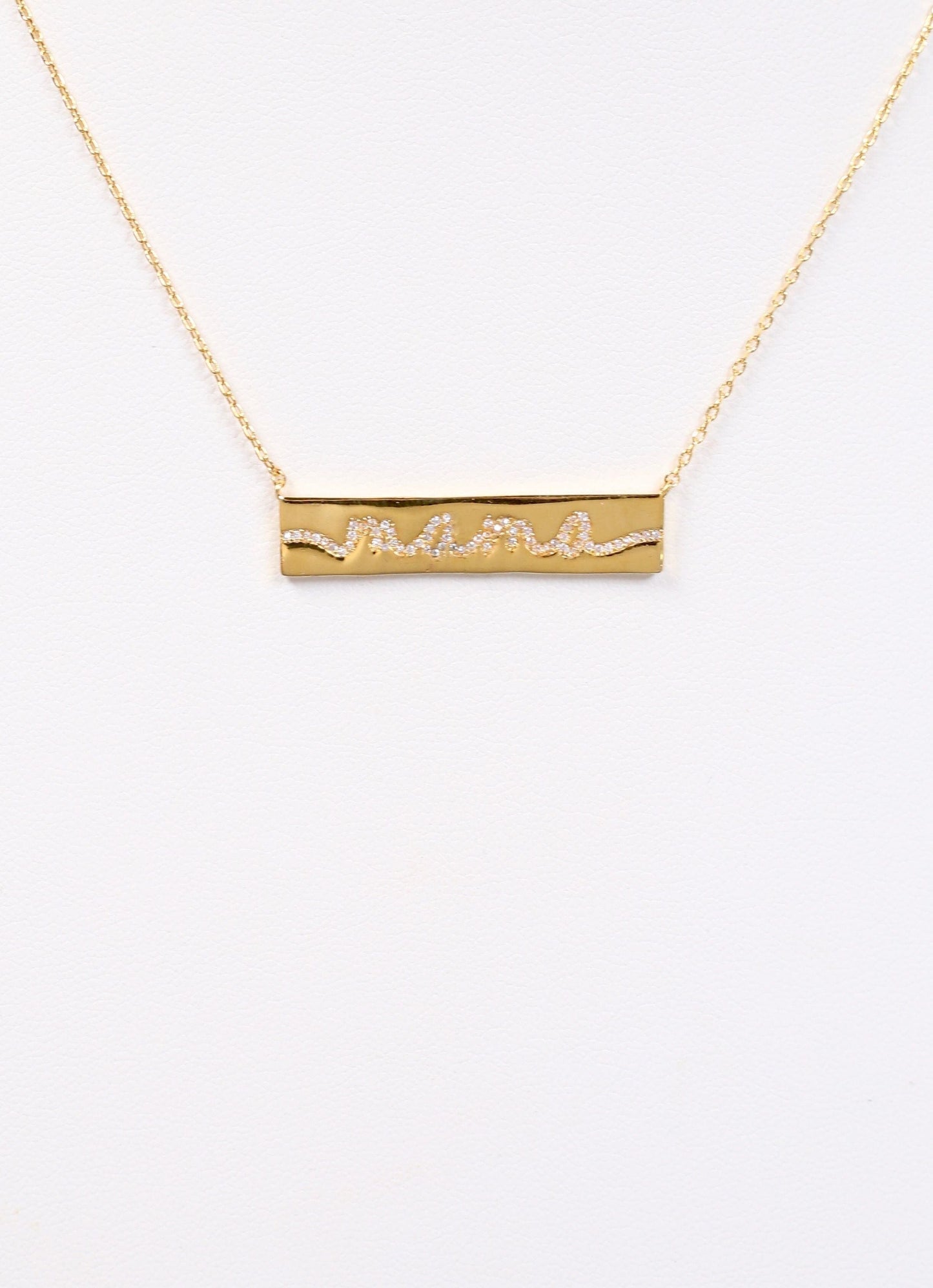 Mama CZ Bar Necklace GOLD - Caroline Hill