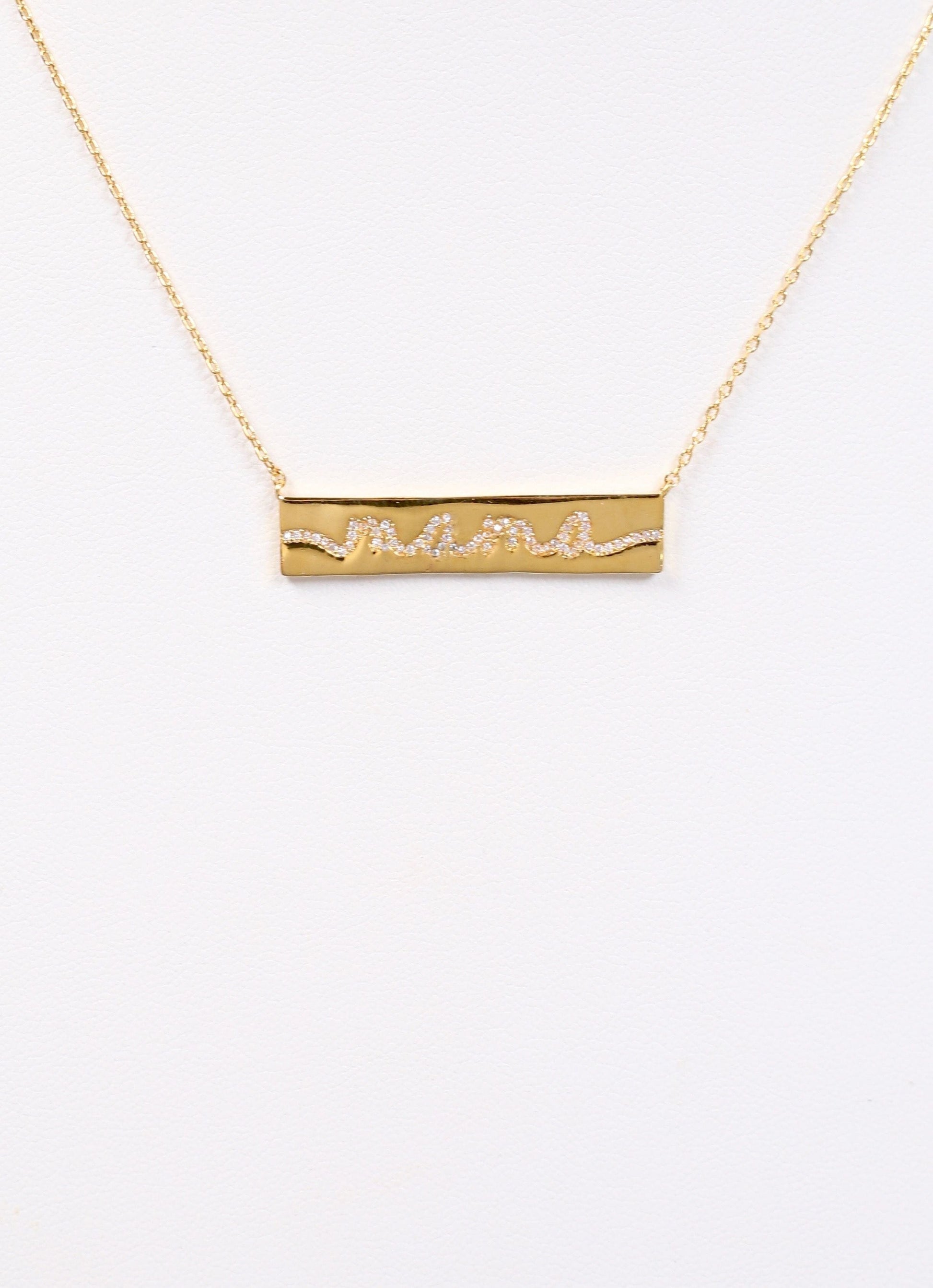 Mama CZ Bar Necklace GOLD - Caroline Hill