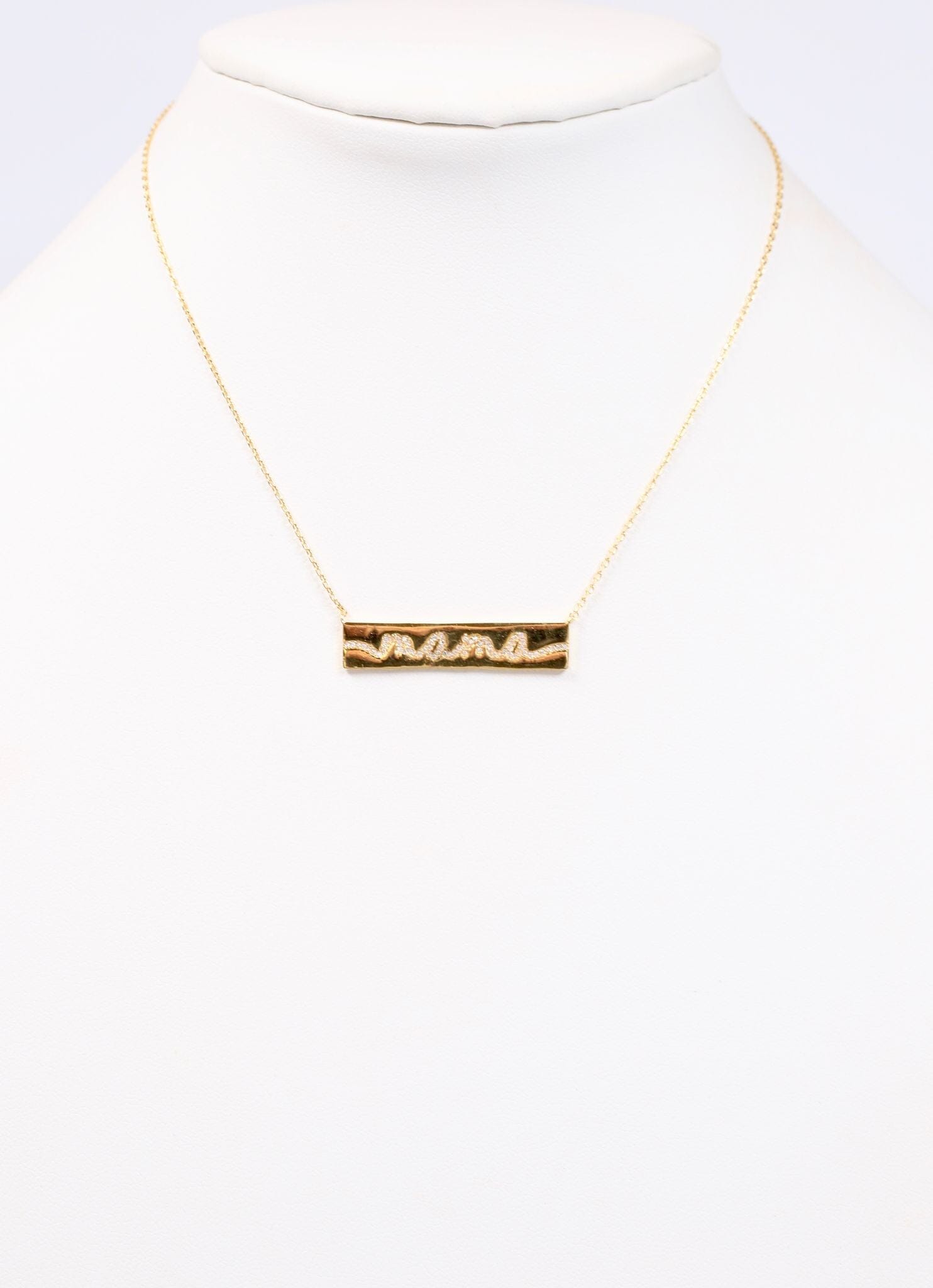 Mama CZ Bar Necklace GOLD - Caroline Hill