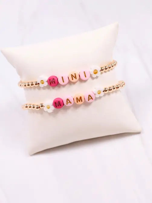 Mama & Mini Flower Bracelet Set PINK MULTI - Caroline Hill