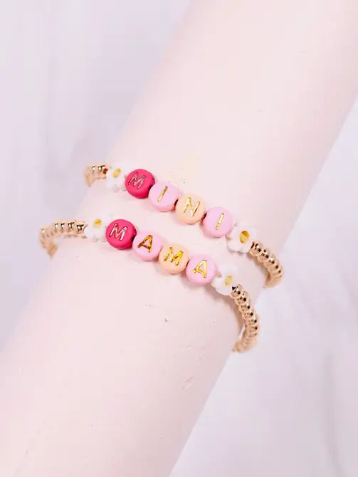 Mama & Mini Flower Bracelet Set PINK MULTI - Caroline Hill