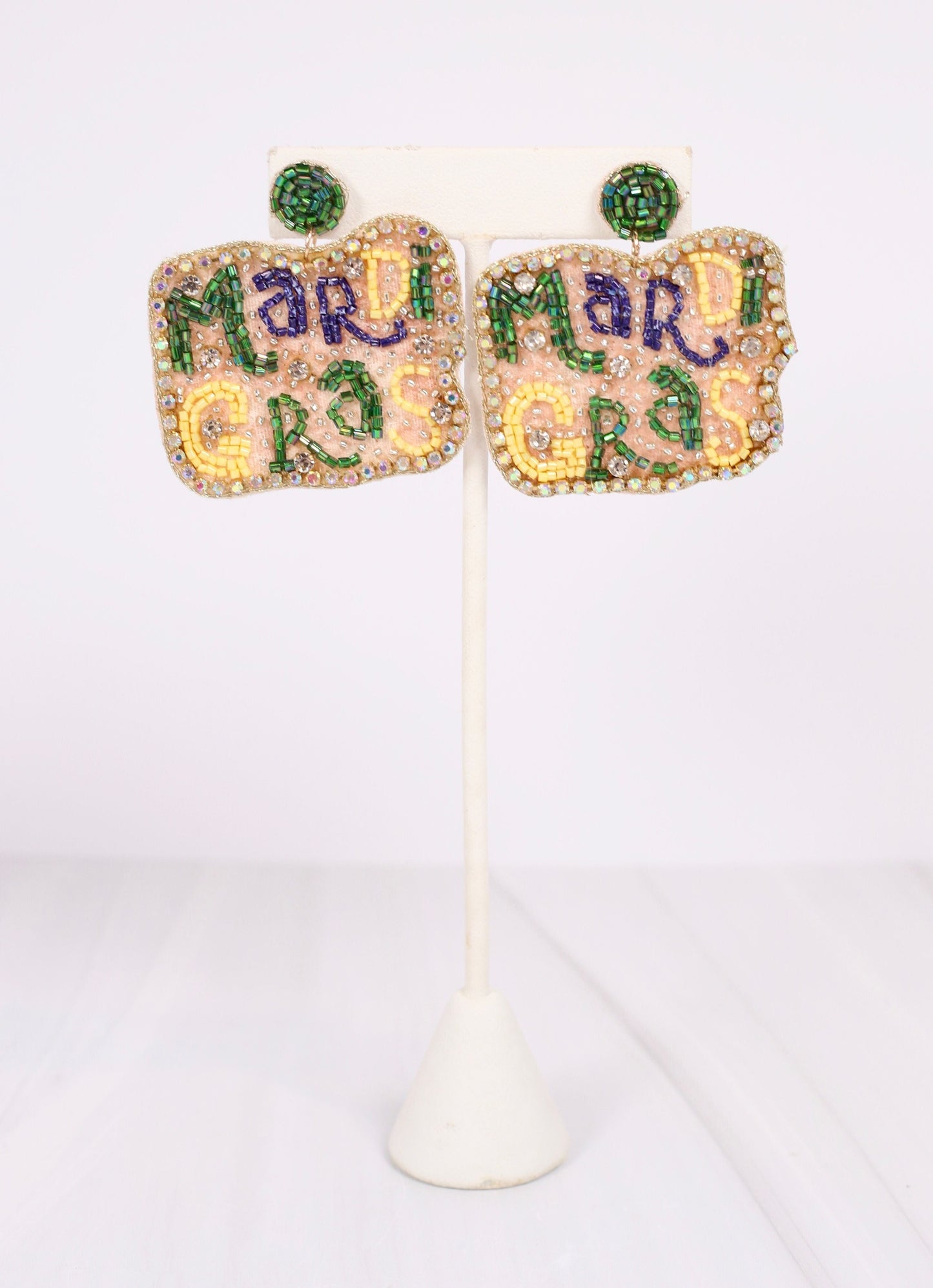 Mardi Gras CZ Earring GREEN MULTI - Caroline Hill