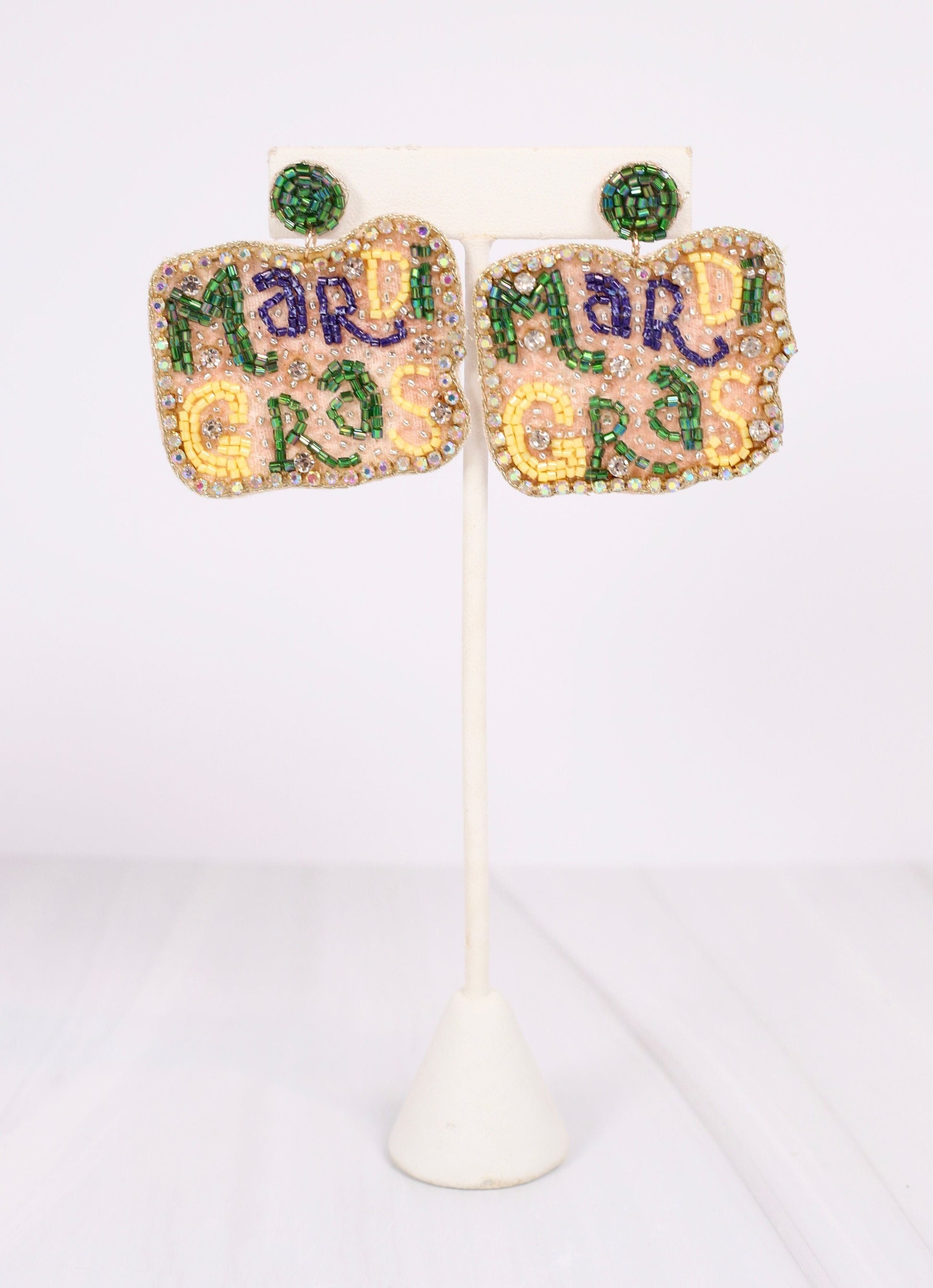 Mardi Gras CZ Earring GREEN MULTI - Caroline Hill