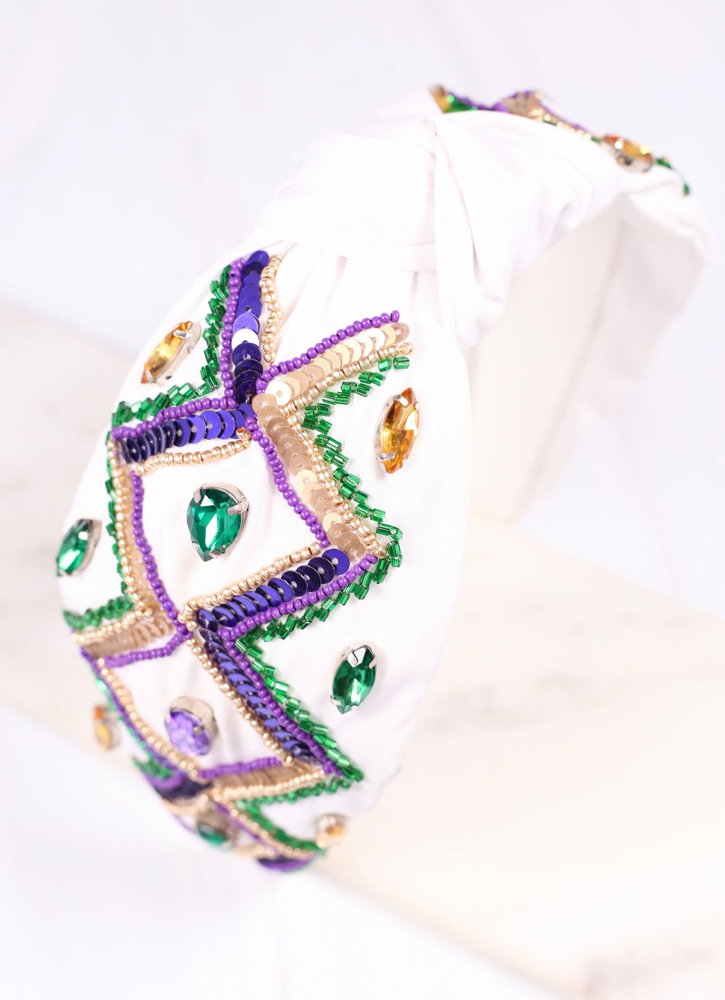 Mardi Gras Darling Headband WHITE MULTI - Caroline Hill