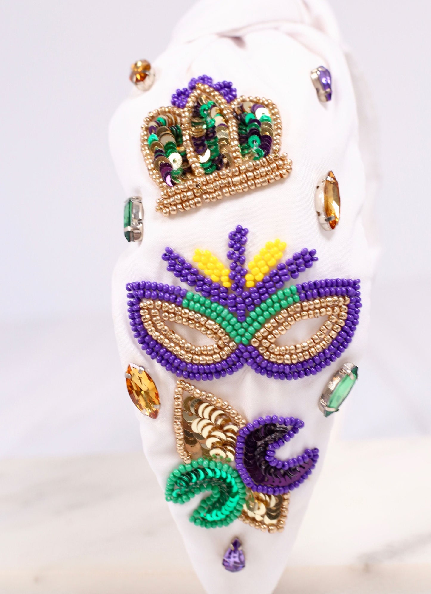 Mardi Gras Parade Ready Headband WHITE - Caroline Hill