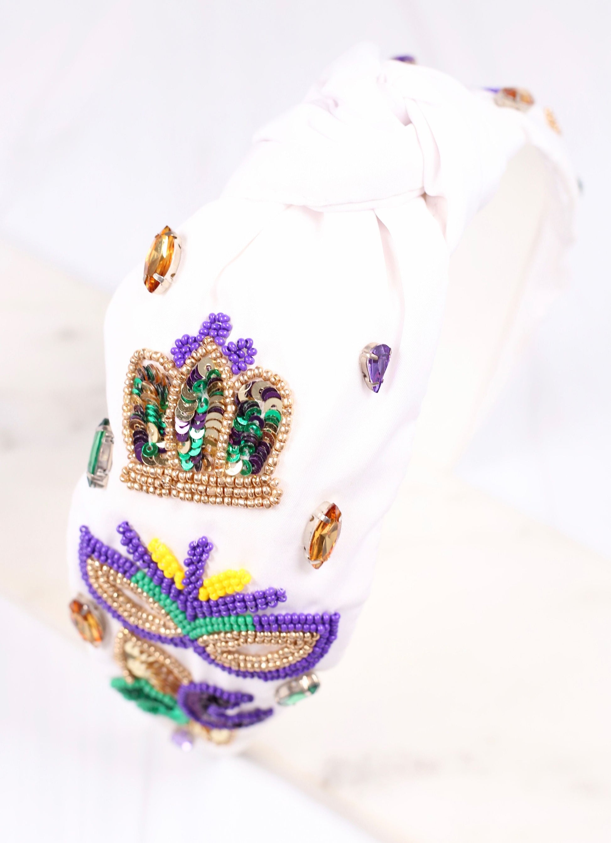 Mardi Gras Parade Ready Headband WHITE - Caroline Hill