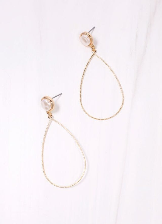 Margot Pearl Hoop Drop Earring GOLD - Caroline Hill