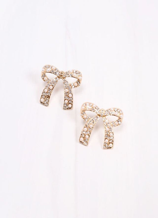 Mariyane Embellished Bow Earring GOLD - Caroline Hill