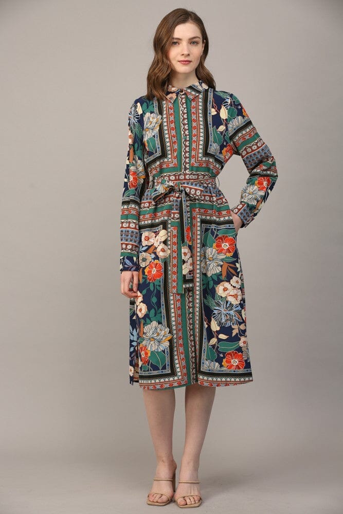 Martha Scarf Print Shirt Dress - Caroline Hill