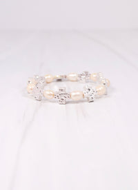 Mary Cross and Pearl Bracelet SILVER - Caroline Hill