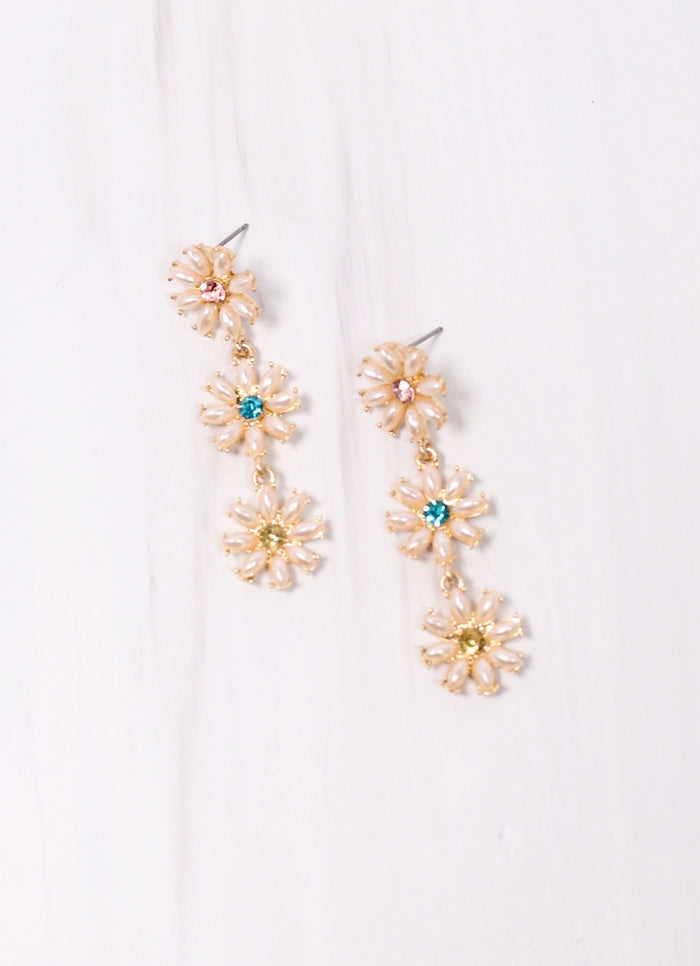 McKellar Pearl Flower Drop Earring MULTI - Caroline Hill