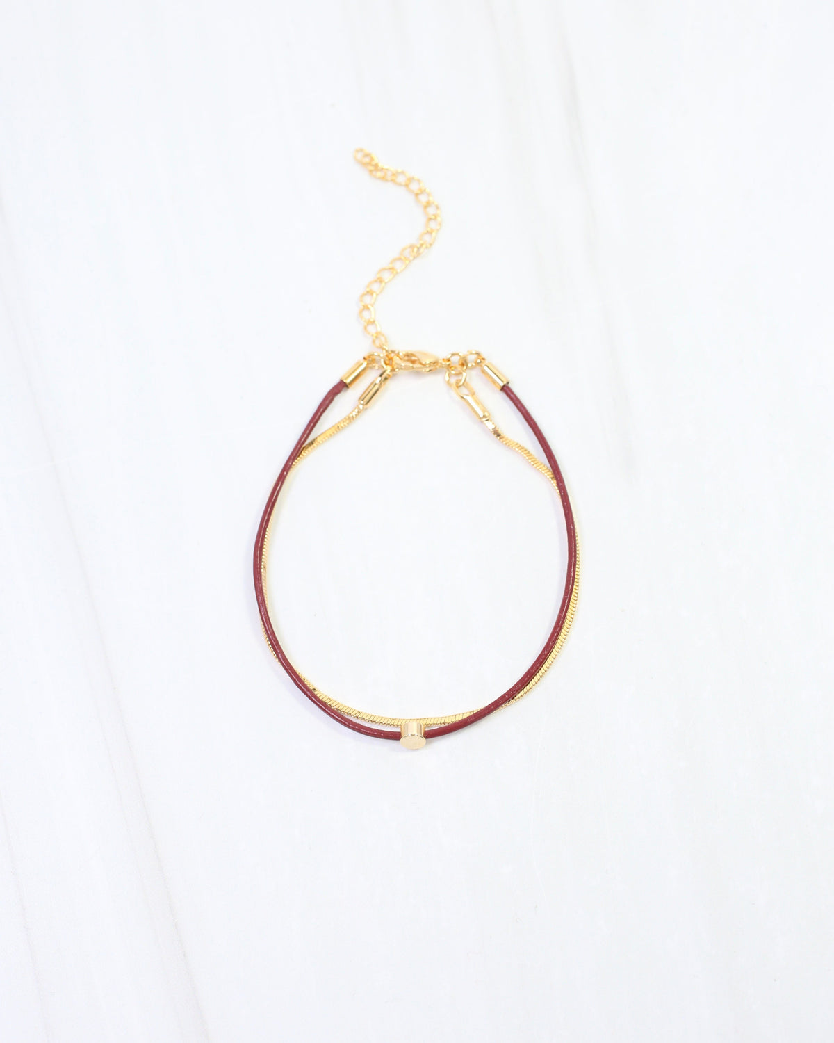 Paula Cord and Chain Bracelet Burgundy