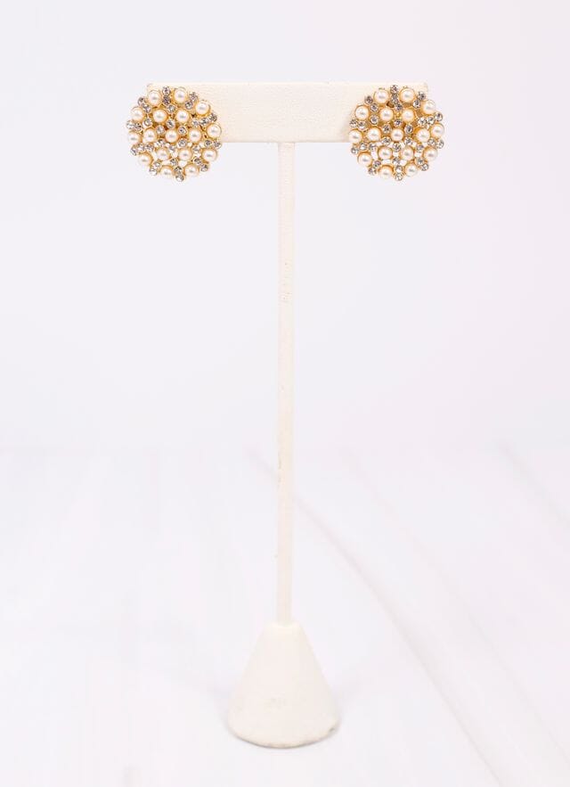 Minerva Embellished Circle Earring PEARL - Caroline Hill