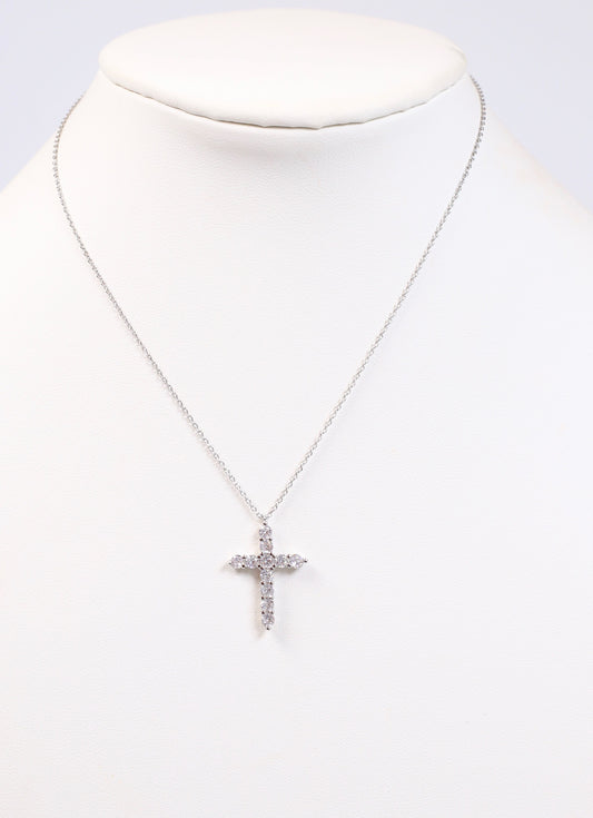 Valencourt CZ Cross Necklace SILVER