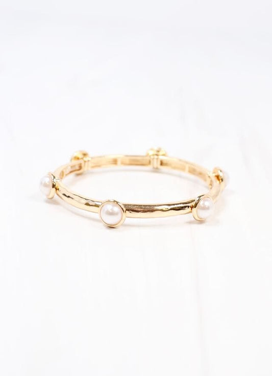 Mona Pearl Stretch Bracelet GOLD - Caroline Hill