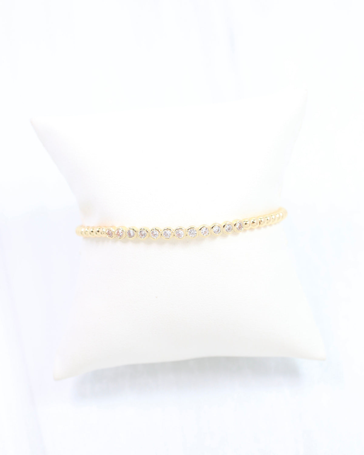Gia CZ Beaded Cuff  Bracelet WR Gold