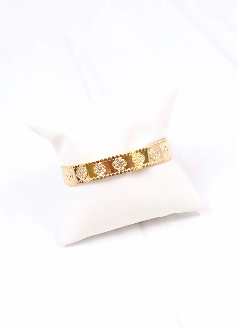 Lune CZ Clover Bracelet GOLD