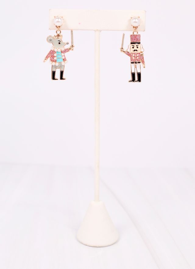 Mouse King and Nutcracker Earring PINK