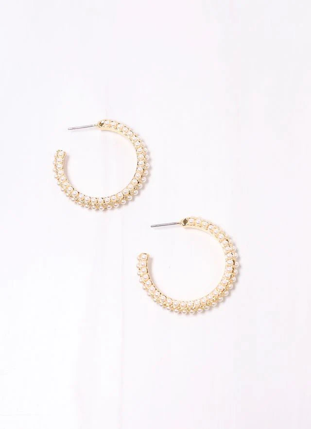 Woodard Pearl Hoop Earring Gold