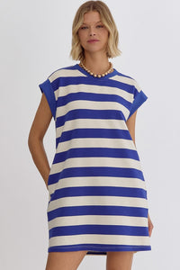 My Best Self Royal Blue Stripe Dress - Caroline Hill