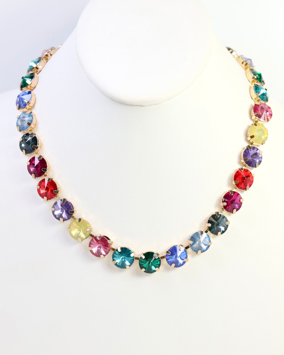 Harper Medium Rhinestone Necklace Dark Multi