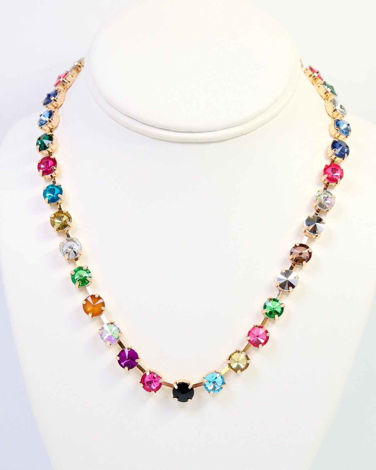 Shalimar Small  Rhinestone Necklace Dark Multi