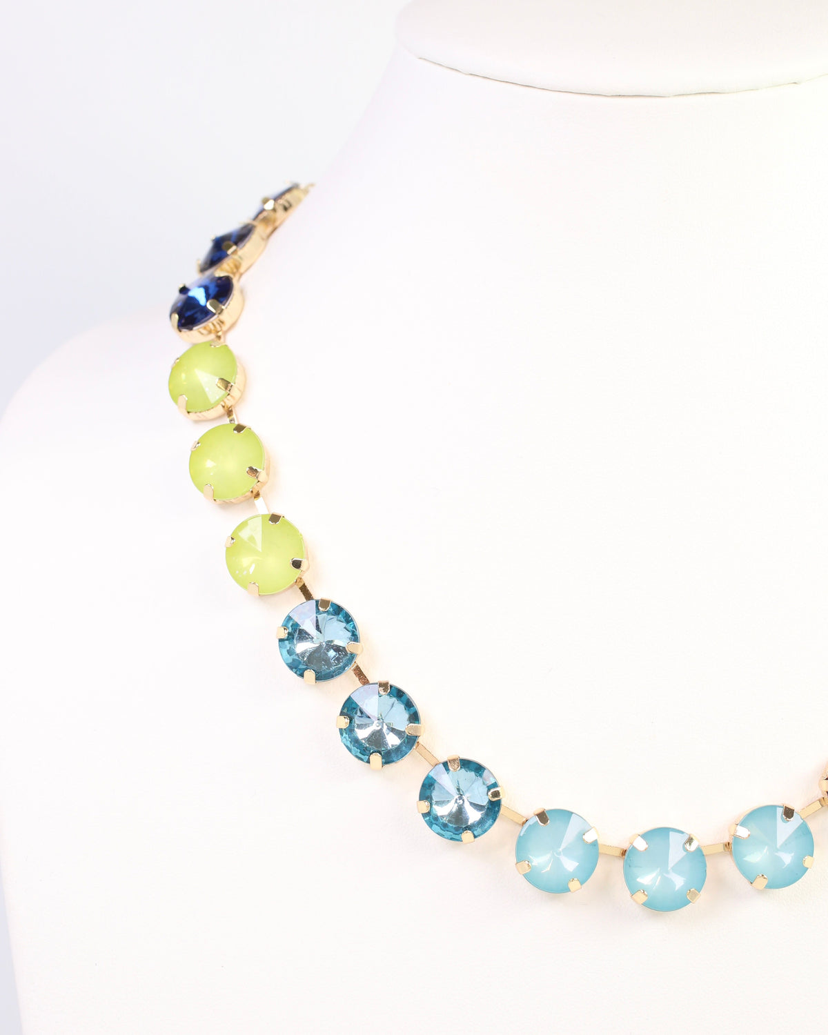 Shalimar Large Rhinestone Necklace Blue Lime