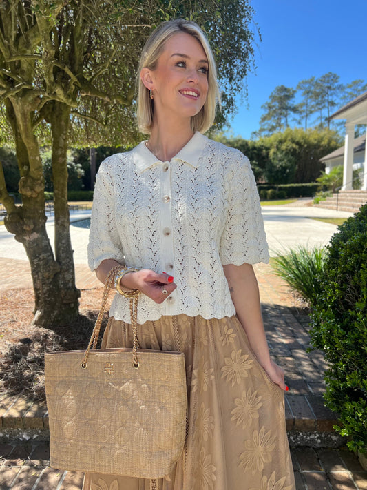 Pleasant Surprise Ivory Crotchet Cardigan