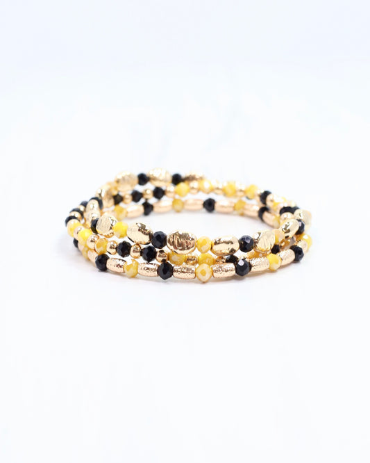 Spirit Beaded Bracelet Set Black Gold