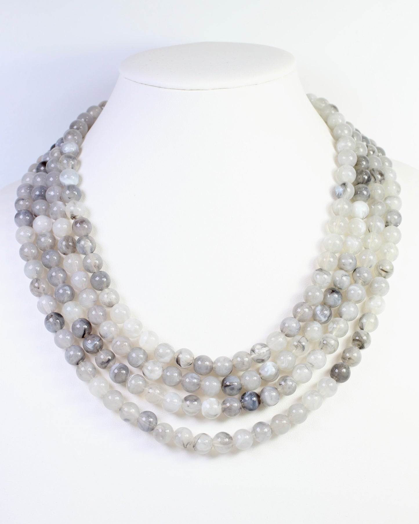 Micah Beaded Buckle Necklace Grey