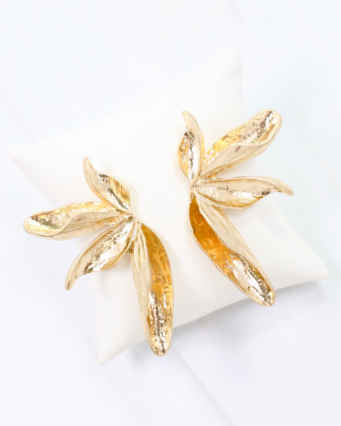 Rennie Flower Post Earring Worn Gold
