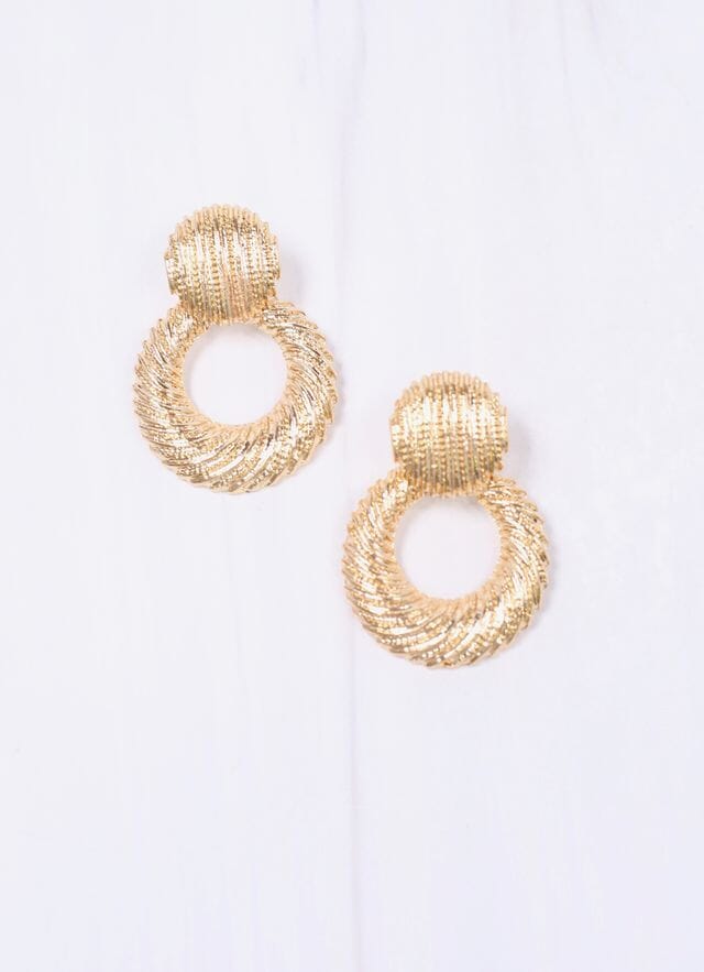 Newman Textured Drop Earring GOLD - Caroline Hill