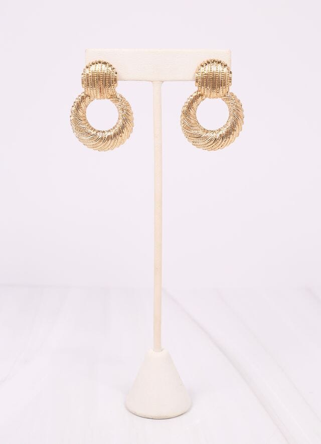 Newman Textured Drop Earring GOLD - Caroline Hill