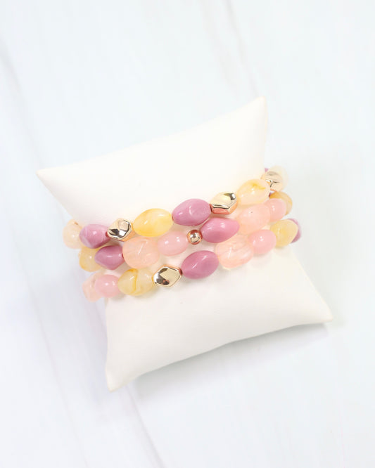 Silver Springs Beaded Bracelet Set Pink Multi