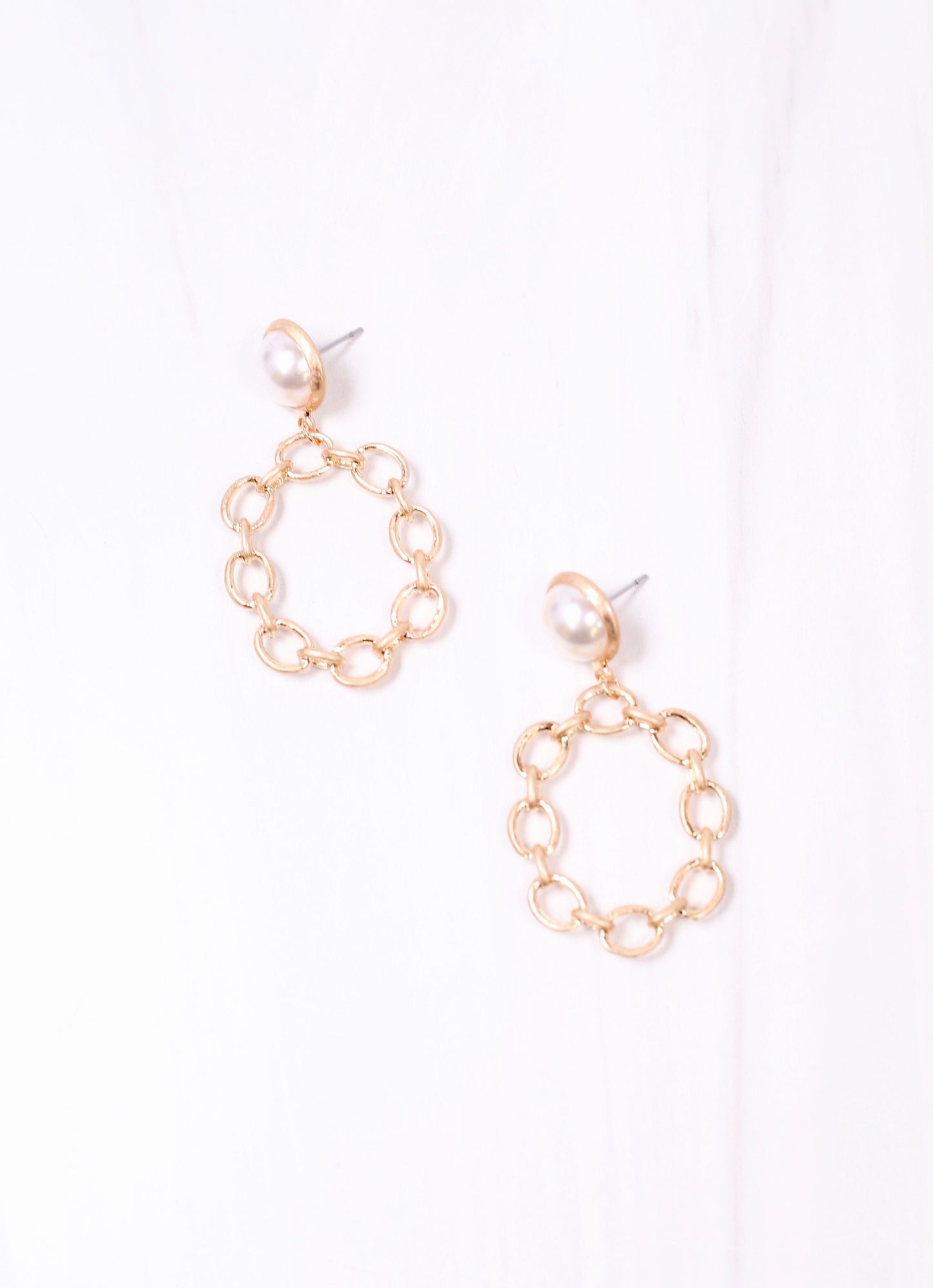 Nicholas Pearl and Link Drop Earring GOLD - Caroline Hill