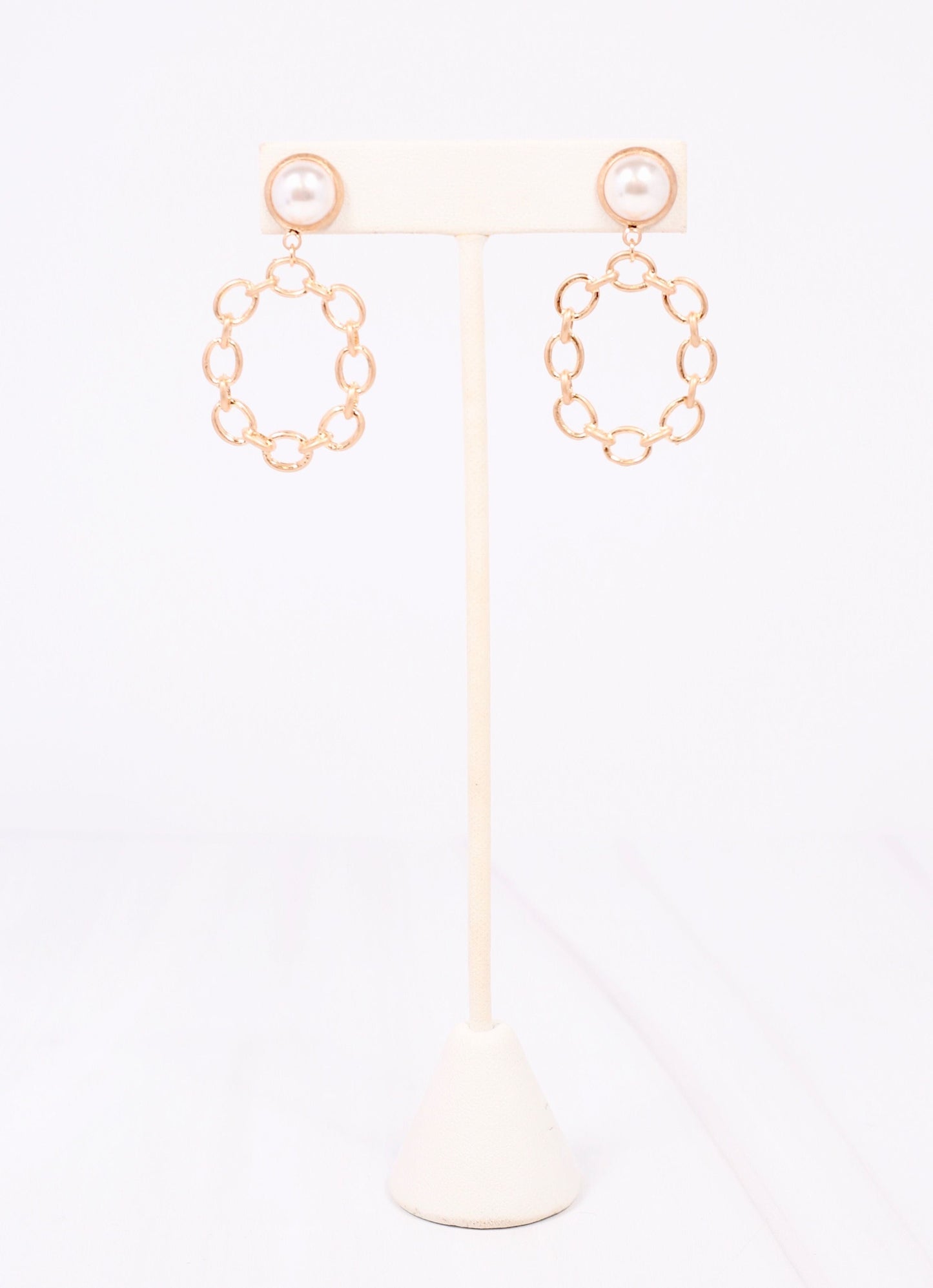 Nicholas Pearl and Link Drop Earring GOLD - Caroline Hill