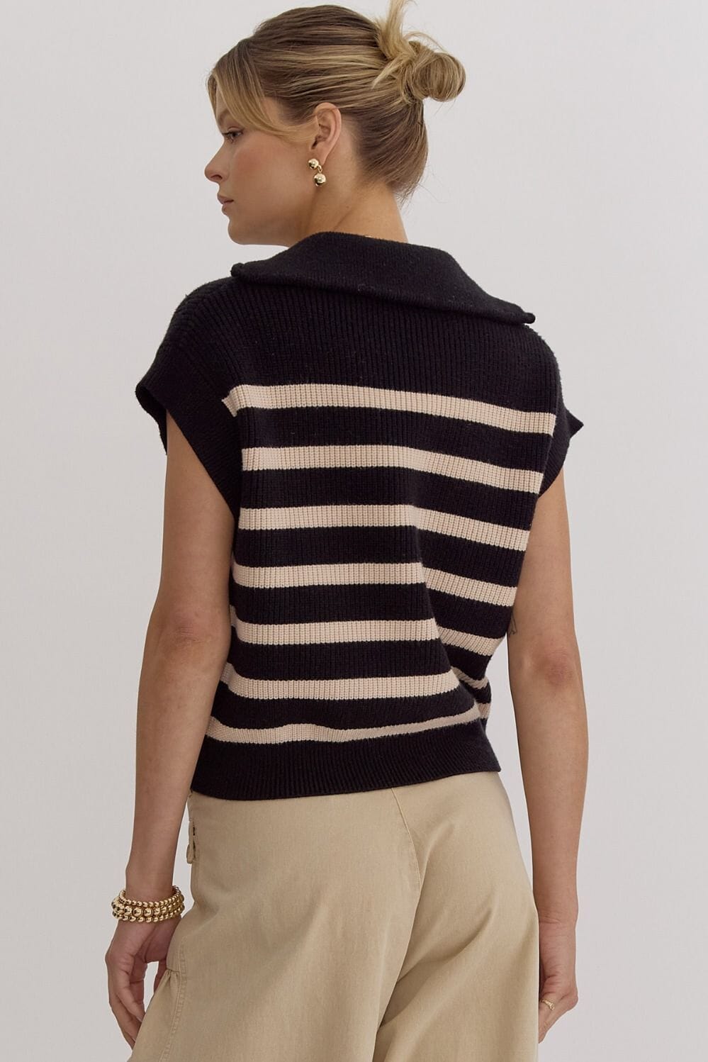 No Stopping Now Black Striped Top - Caroline Hill