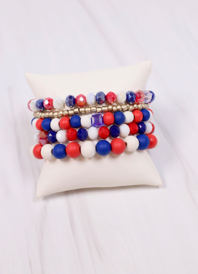 Noah Bracelet Set RED WHITE BLUE - Caroline Hill