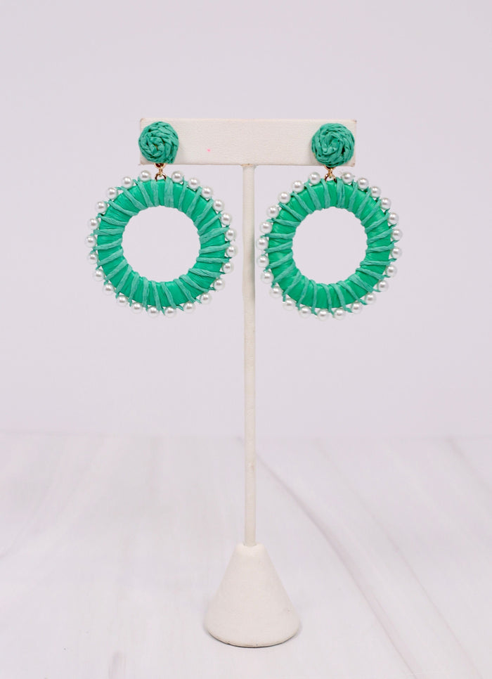 Northshore Pearl Wrapped Earring GREEN - Caroline Hill