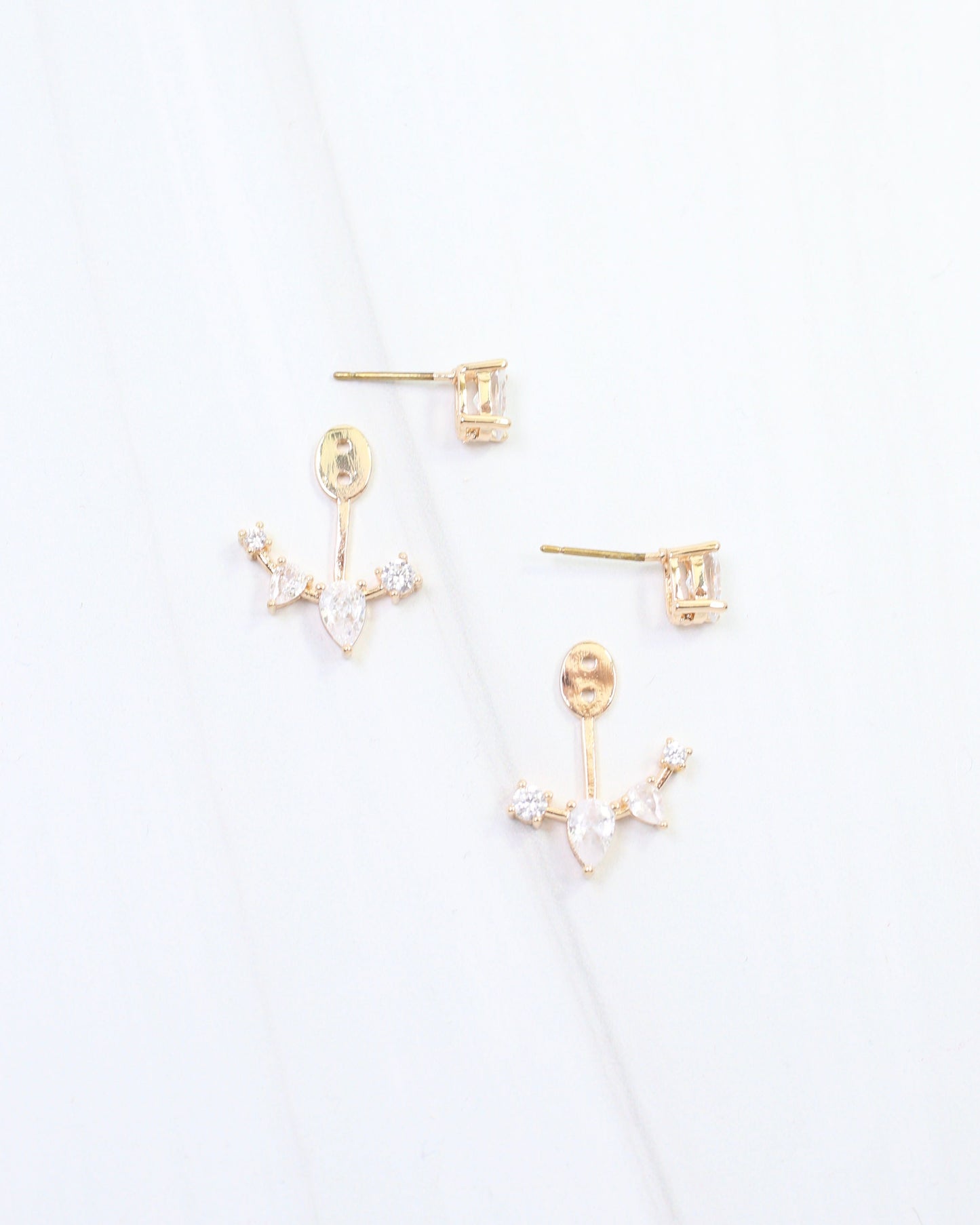 Mae CZ Ear Jacket Earring WR Gold