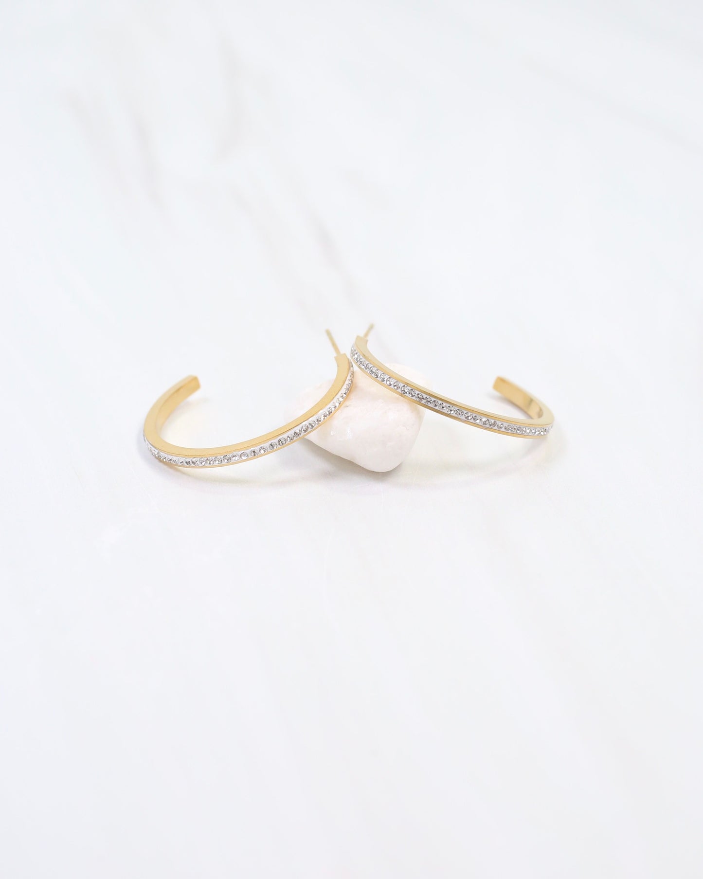 Revere Pave Lined Hoop Earring Gold